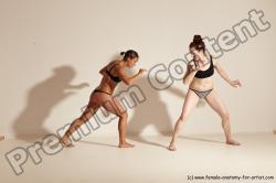 Underwear Martial art Woman - Woman White Moving poses Athletic medium brown Dynamic poses Academic